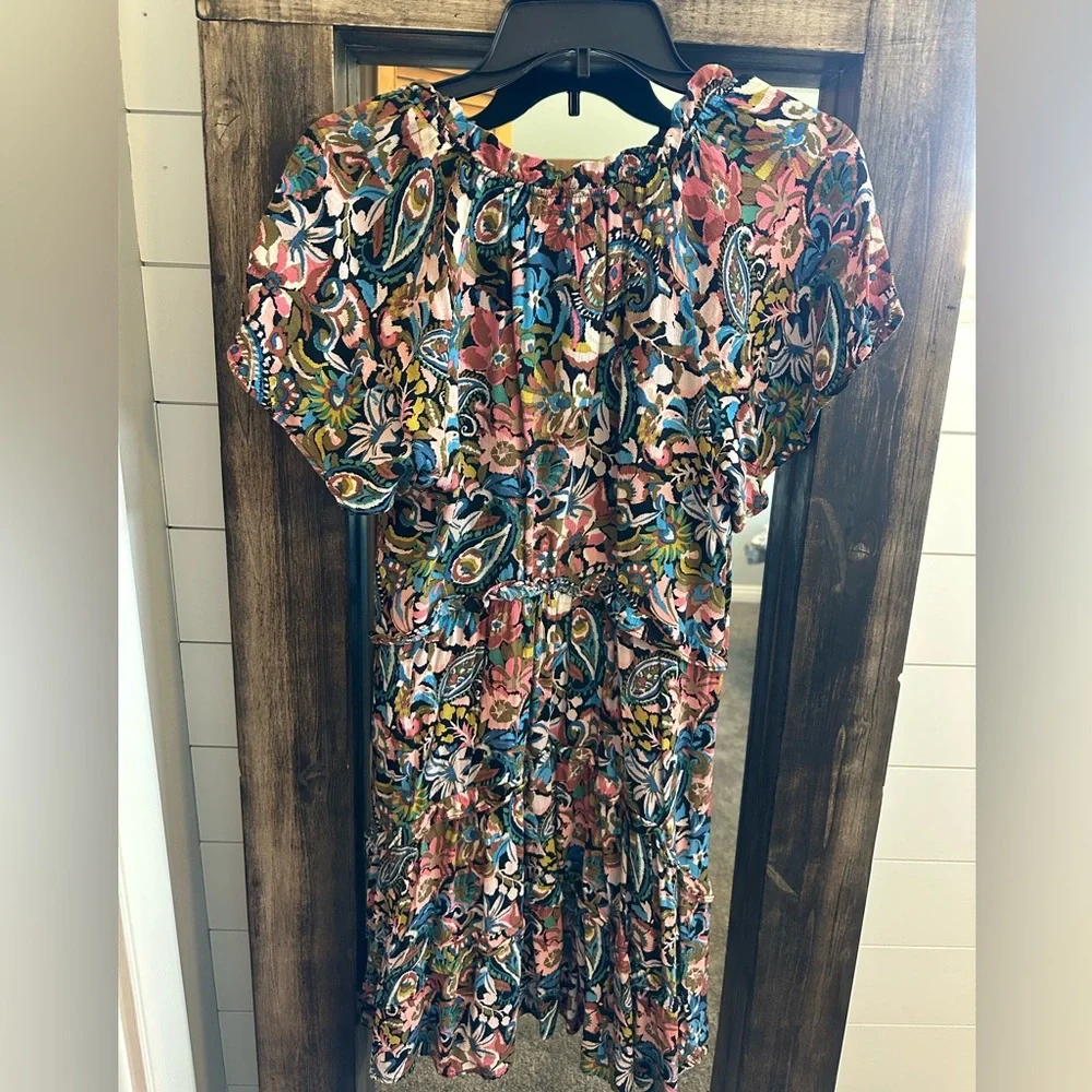 Anthropologie Boho Floral Dress Flowy Midi Cottagecore Festival Size S